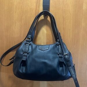Simply Vera Vera Wang Black Faux Leather Zipper Handbag Shoulder Purse